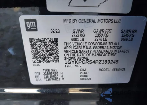 2023 Cadillac Xt6 Fwd Premium Luxury z USA, uszkodzony, nr VIN 1GYKPCRS4PZ189245